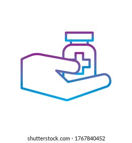 medicine jar with cross gradient line style icon, design of Medical care health emergency and clinic theme Vector illustration