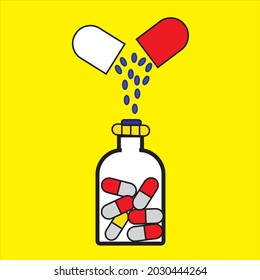 A Medicine Jar Filled With Multivitamins Capsules 