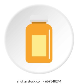 Medicine jar icon in flat circle isolated on white vector illustration for web