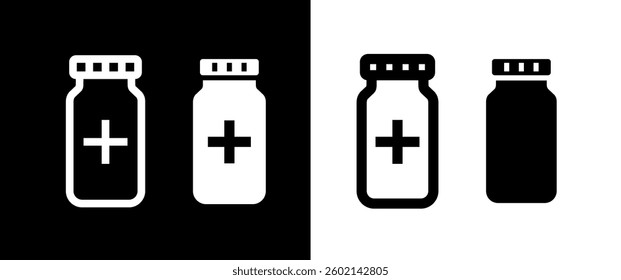 Medicine jar icon. Symbol of medicine, doctor or treatment. Attribute of pharmacy, disease or hospital.