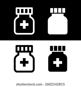 Medicine jar icon. Symbol of medicine, doctor or treatment. Attribute of pharmacy, disease or hospital.
