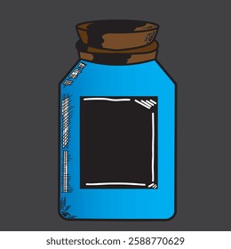 medicine jar illustration blue color flat style design