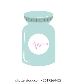 Medicine in a jar on white background. Flat Medicine Bottle Icon. Vector illustration. 