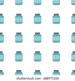 Medicine jar seamless pattern in cartoon style isolated on white background vector illustration