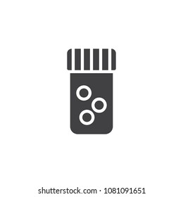 Medicine jar vector icon. filled flat sign for mobile concept and web design. Pills bottle simple solid icon. Symbol, logo illustration. Pixel perfect vector graphics