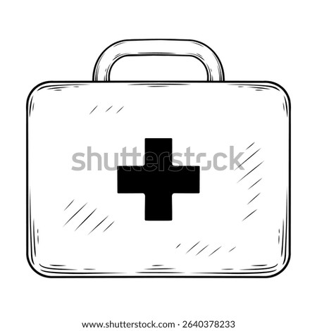 medicine kit box line art hand drawn illustration
