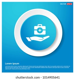 Medicine kit hand icon Abstract Blue Web Sticker Button