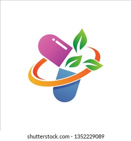 Medicine and Leaves Logo Vector
