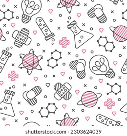 medicine light pattern doodle cute icons of traditional medicine elements