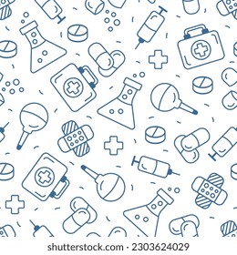 medicine light pattern with traditional medicine items icons vector