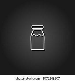 Medicine line bottle icon flat. Simple White pictogram on black background with shadow. Vector illustration symbol