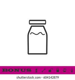 Medicine line bottle icon flat. Black pictogram on white background. Vector illustration symbol and bonus button