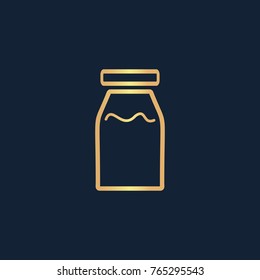 Medicine line bottle icon flat. Simple gold pictogram on dark background. Vector illustration symbol