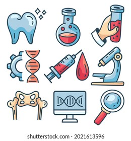 Medicine line icon isolated set. Vector flat cartoon graphic illustration
