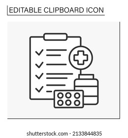  Medicine line icon. Prescription for medicines.Drugs for treatment. Medical concept. Isolated vector illustration. Editable stroke