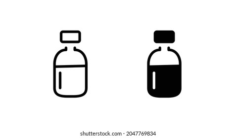 Medicine line vial bottle icon editable stroke on white background. Vector illustration. Medicine liquid bottle vector icon. Illustration isolated for graphic and web design.