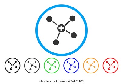 Medicine Links rounded icon. Vector illustration style is a flat iconic symbol inside a circle, with black, gray, green, blue, orange, red color versions. Designed for web and software interfaces.