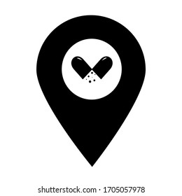 Medicine location map pin icon. Element of map point for mobile concept and web apps. Icon for website design and development, app development. Premium hospital, clinic, pharmacy icon sign