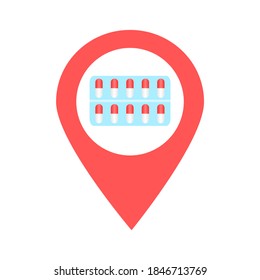 Medicine location map pin icon. Element of map point for mobile concept and web apps. Icon for website design and development, app development. Premium hospital, clinic, pharmacy icon sign.