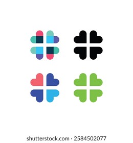 Medicine love heart cross pharmacy hospital clinic logo template design, set icon logo.