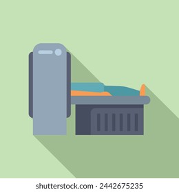 Medicine magnetic resonance device icon flat vector. Clinic equipment. Monitor computed