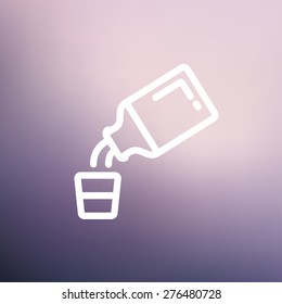 Medicine and measuring cup icon thin line for web and mobile, modern minimalistic flat design. Vector white icon on gradient mesh background.