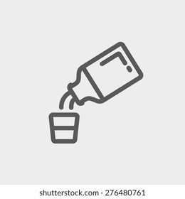 Medicine And Measuring Cup Icon Thin Line For Web And Mobile, Modern Minimalistic Flat Design. Vector Dark Grey Icon On Light Grey Background.