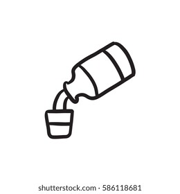 Medicine and measuring cup vector sketch icon isolated on background. Hand drawn Medicine and measuring cup icon. Medicine and measuring cup sketch icon for infographic, website or app.