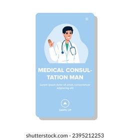 medicine medical consultation man vector. diagnosis physician, professional stethoscope, care healthcare medicine medical consultation man web flat cartoon illustration