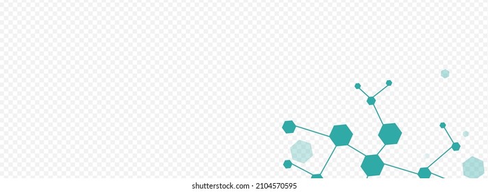 Medicine Medical Vector Panoramic Transparent Background. Chemical Structure Abstract Banner. Geometric Hexagon Microbiology Wallpaper. Technology Design.