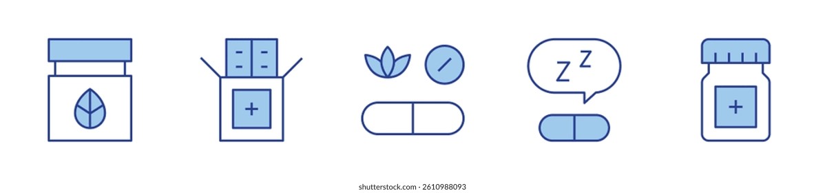 medicine, melatonin, alternative medicine. Medicine Icon vector illustration. Line Duotone style. Editable stroke.