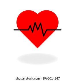 Medicine Modern Heart Beat Or Heartbeat Color Icon. Cardiogram, Pulse, Rhythm, EKG Signal. Isolated Symbol, Sign For: Simple Illustration, Logo, Mobile, App, Design, Web, Dev, Ui, Ux. Vector EPS 10