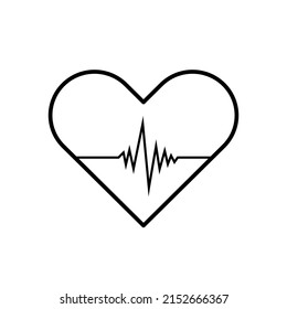 Medicine Modern Heart Beat Or Heartbeat Black Icon. Cardiogram, Pulse, Rhythm, EKG Signal. Isolated Symbol, Sign For: Simple Illustration, Logo, Mobile, App, Design, Web, Dev, Ui, Ux. Vector EPS 10