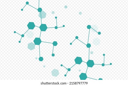 Medicine Molecular Vector Transparent Background. Chemical Structure Scientific Texture. Modern Atom Science Template. Geometric Backdrop.
