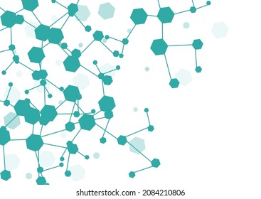 Medicine Molecular Vector White Background. Molecule Futuristic Frame. Microbiology Atom Scientific Template. Geometric Texture.