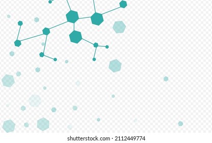 Medicine Molecule Vector Transparent Background. Dna Technology Cover. Abstract Chemical Structure Modern Backdrop. Geometric Illustration.