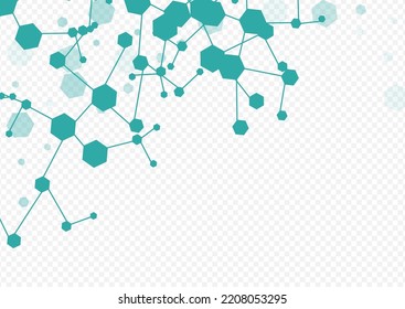 Medicine Molecule Vector Transparent Background. Molecular Microbiology Backdrop. Abstract Hexagon Technology Banner. Modern Template.
