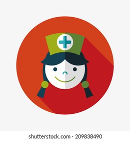 Medicine nurses flat icon with long shadow