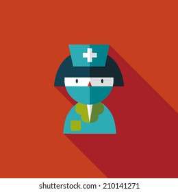 Medicine nurses flat icon with long shadow