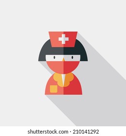Medicine nurses flat icon with long shadow