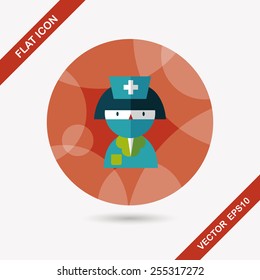Medicine nurses flat icon with long shadow