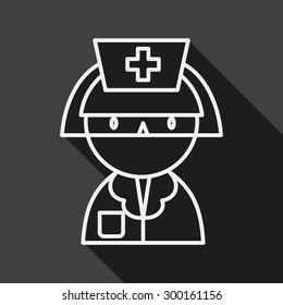 Medicine nurses flat icon with long shadow, line icon