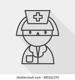 Medicine nurses flat icon with long shadow, line icon