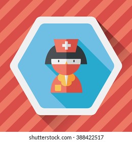 Medicine nurses flat icon with long shadow