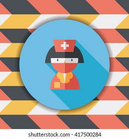 Medicine nurses flat icon with long shadow