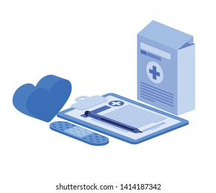 medicine objects on white background