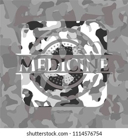 Medicine on grey camouflaged pattern