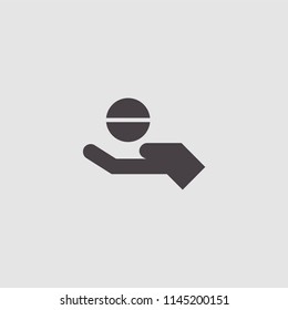 medicine on hand vector icon illustration