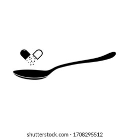 Medicine on spoon icon. Vector illustration of medication treatment.