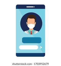 medicine online with doctor male in smartphone vector illustration design